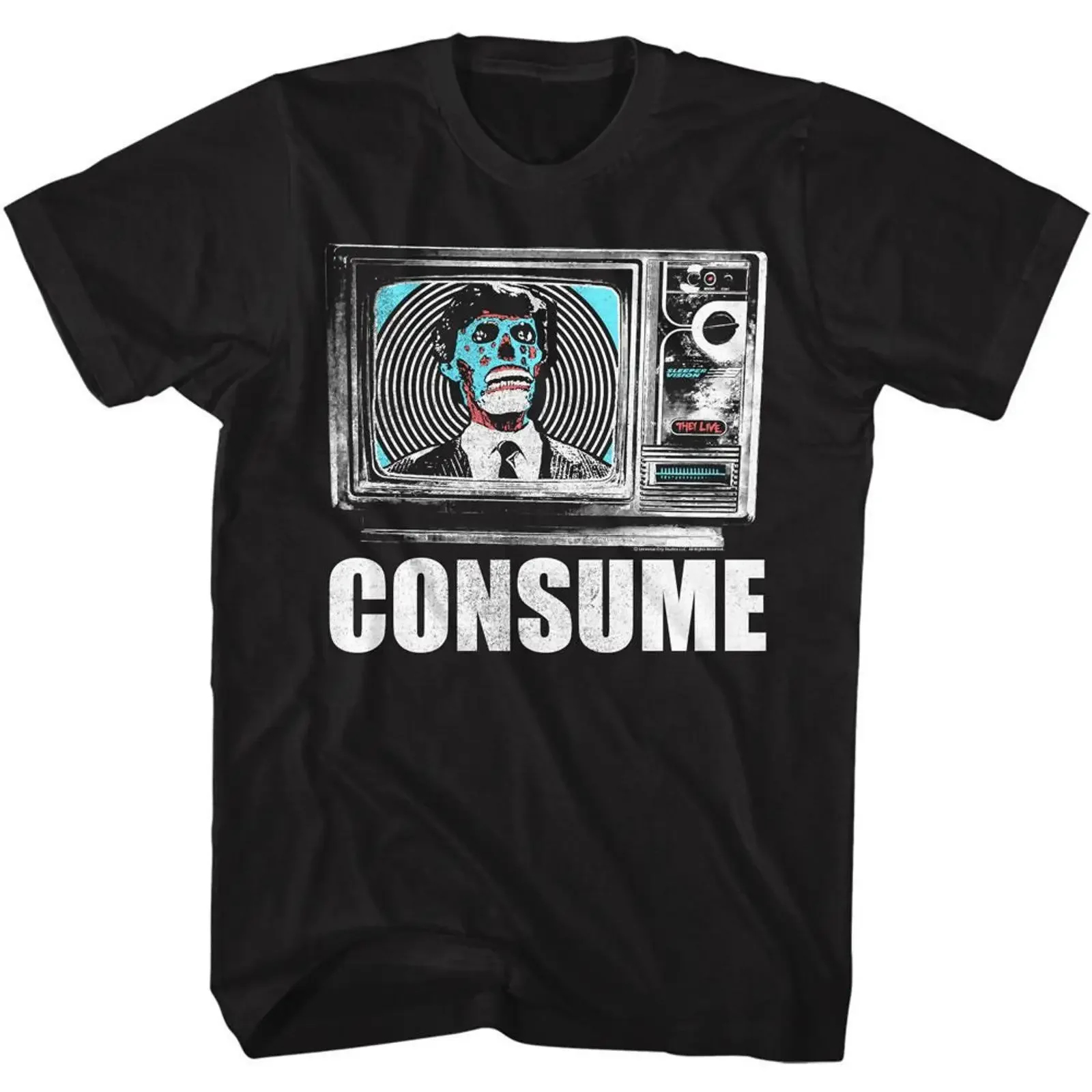 They Live Consume Black T Shirt vintage Washed Versatile Soft Top For Everyday Wear Slightly Comfortable graphic Stylish Unisex
