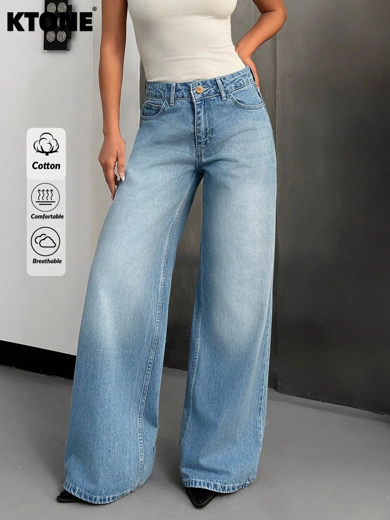 

Plain Jeans Men and Women Blue Baggy Denim Y2K Drip Original No accessories or belts included