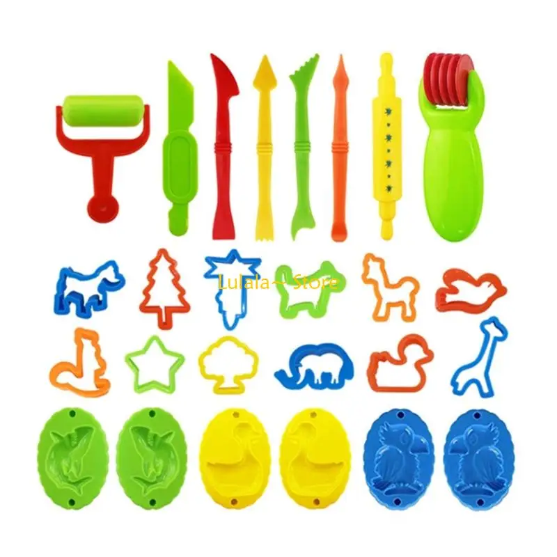 Y4QA Creative Clay Modeling Mold Set for Kids DIY Fun Featuring Animals Plant Vehicles