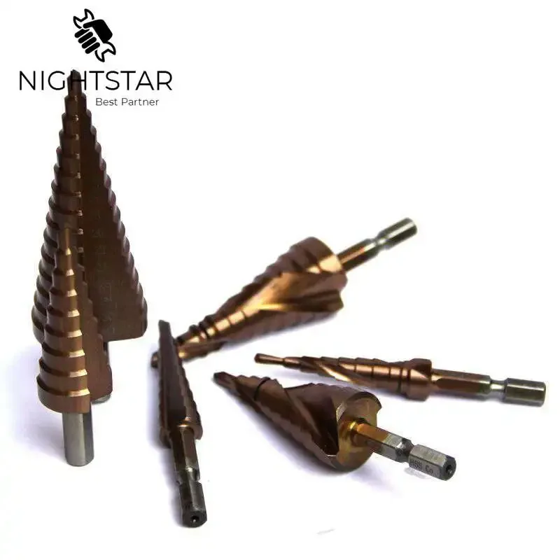 5Pcs HSS Cobalt หลายรู3-12 4-12 4-22 6-24 4-32Mm Hex Shank 1/4นิ้วเกลียวขลุ่ย Grooved Step Mata Bor HSS M35 Co