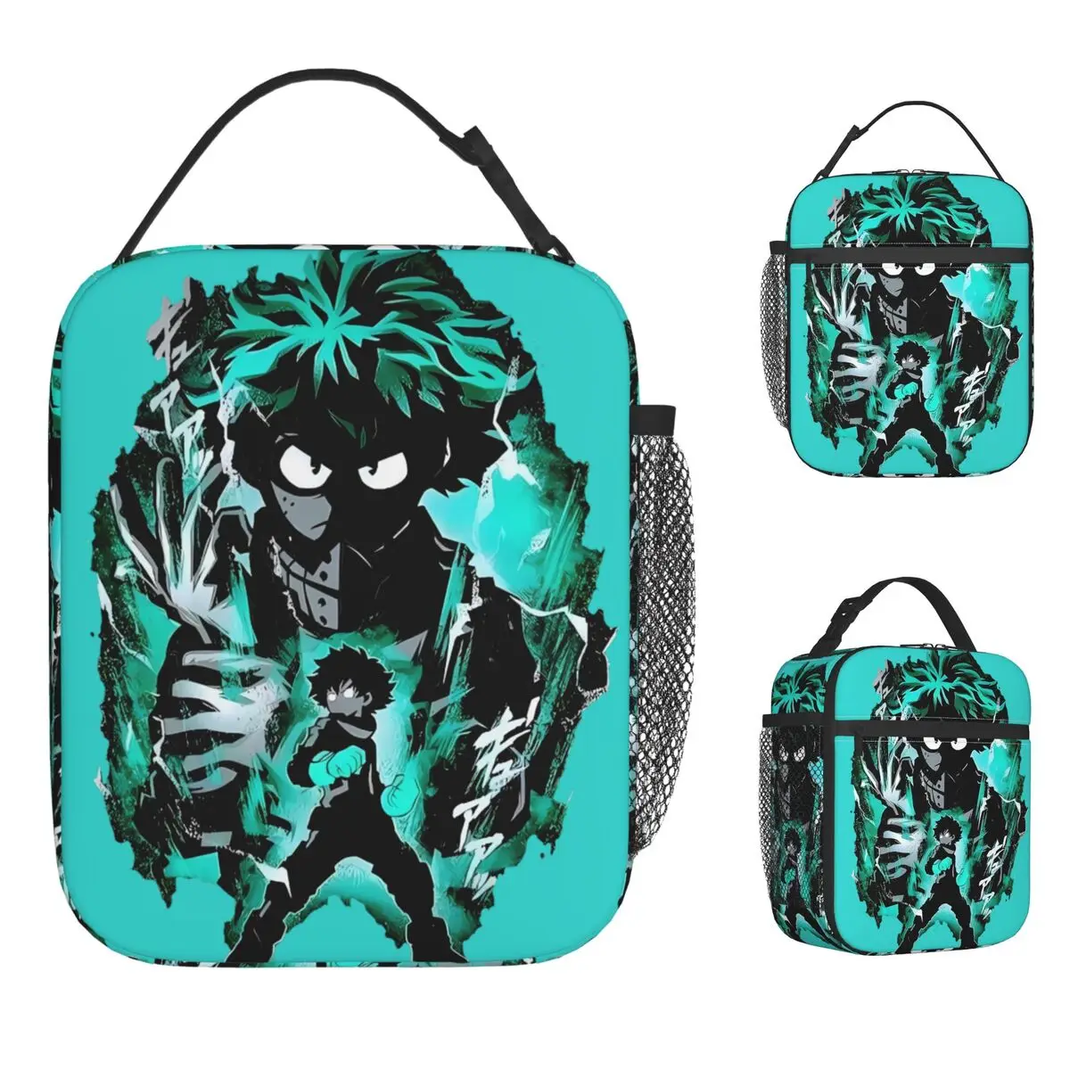 Bolsa de almuerzo Anime My Hero Academiaed, fiambrera práctica de cómic japonés, bolsa refrigeradora con estampado de Picnic para mujer, bolsa Oxford divertida para comida