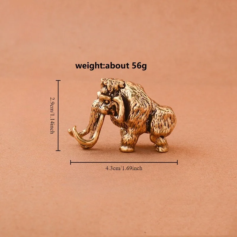 Antique Bronze Cute Mammoth Miniature Figurines Desk Ornament Decorations Accessories Copper Animal Sculpture Home Decor Crafts