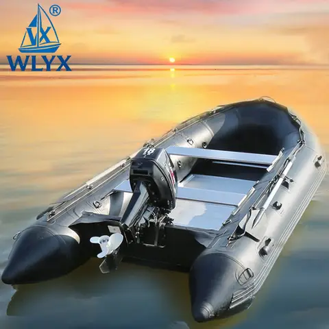 Customization Light Weight 4-8 People Inflatable Boat  Boat Black Big Size Customized 4.2m Boat Rib Hypalon
