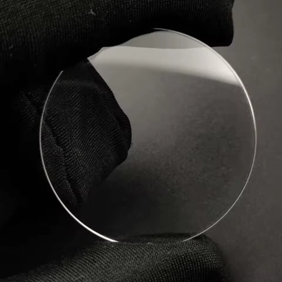 飛行機サファイアクリスタルガラス 1.5 ミリメートル厚さフラットラウンドクリスタルクリアフロントカバー 24 ミリメートル-40 ミリメートル直径部分時計修理用