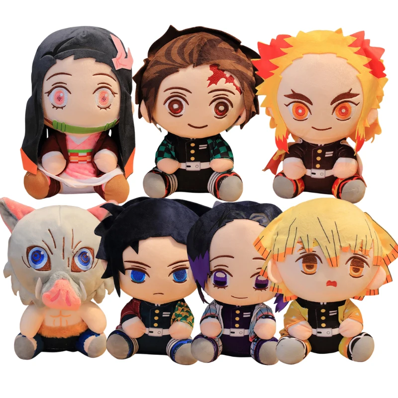 Juguetes de peluche de Anime Demon Slayer para niños, figura de Manga de dibujos animados, muñeca suave, Kimetsu, Tanjirou, Nezuko, regalos de