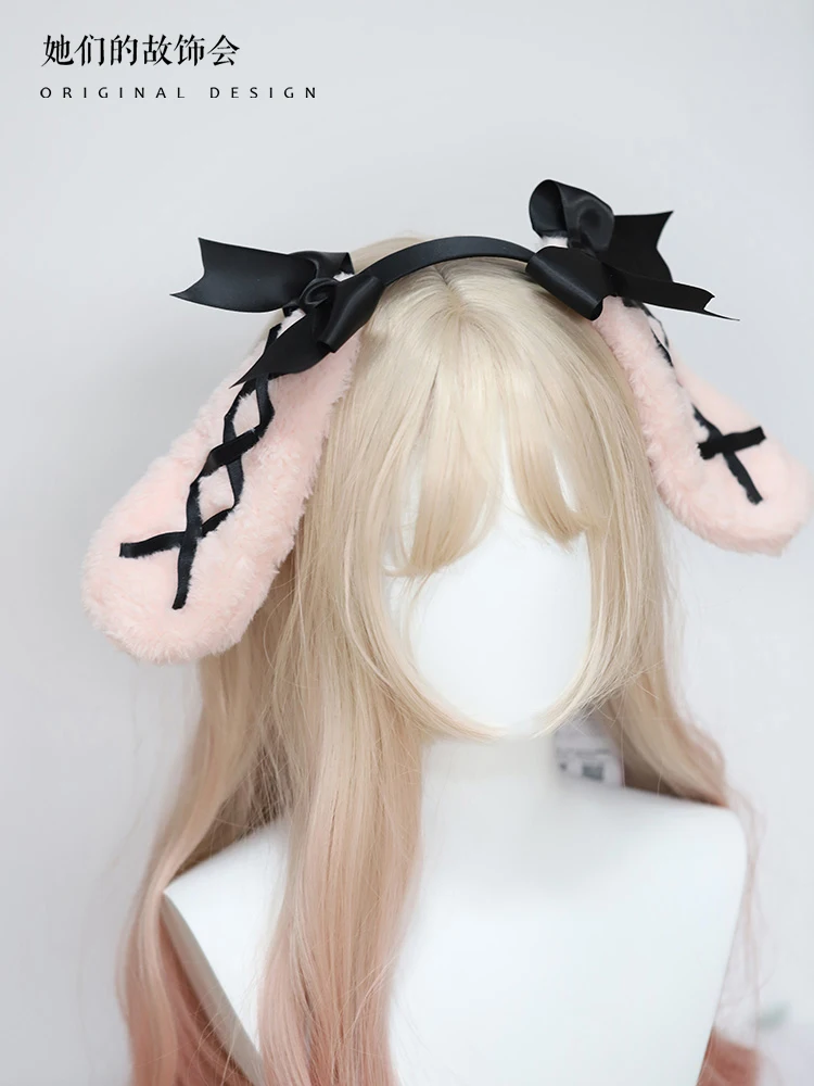 Kawaii Welpenohren Stirnband Spitze Schleife Kopfwickel Lolita Party Cosplay Maid Kopfschmuck Frauen Mädchen Anime Haarschmuck