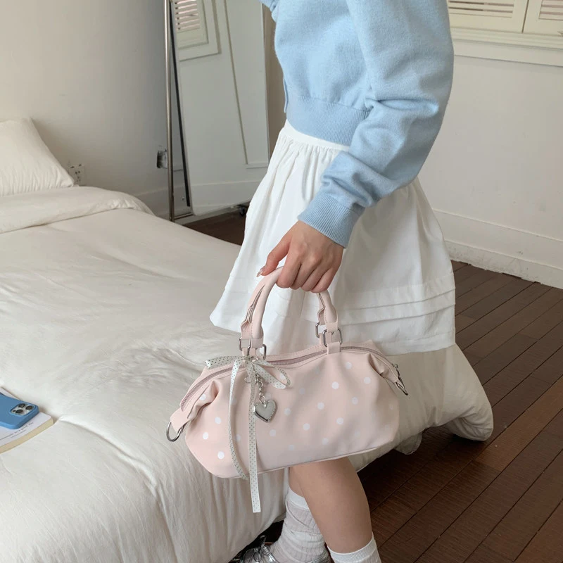 

Korean-style sweet polka dot bag for women2026New niche handbag pillow bag with large capacity, suitable for shoulder or crossbo