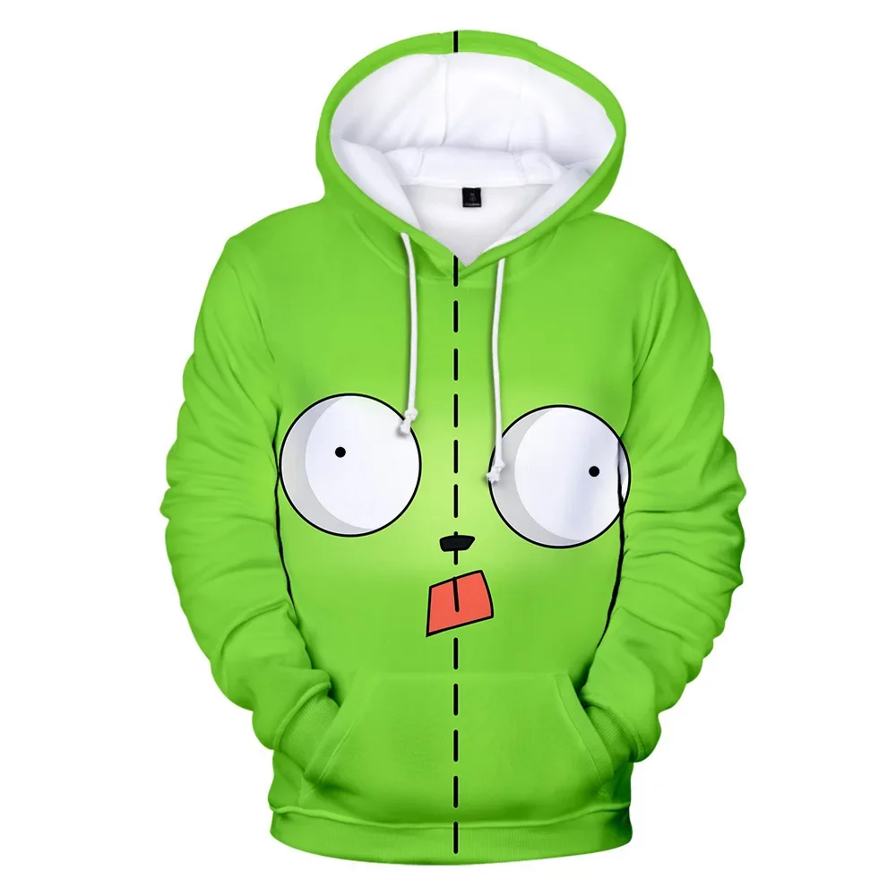 Anime Invader ZIM Cosplay Alien Gir Doom 3D Digital Print Hoodies Jacket Coat Hooded Pullovers Sweatshirts Halloween Costume