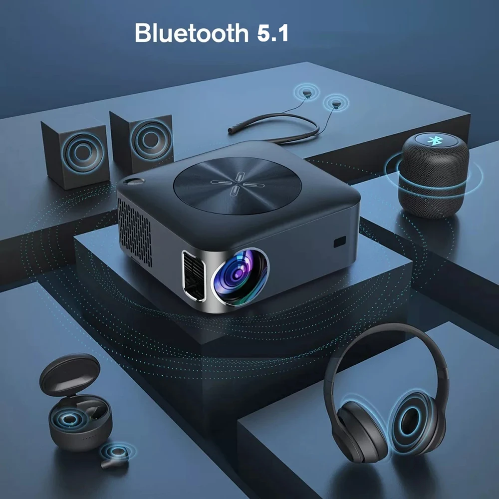 Salange FULL Hd 1080P Projector 5G WiFi Smart Android Home Theater 4K Video Bluetooth 450ANSI Outdoor Proyector 4P/4D Keystone
