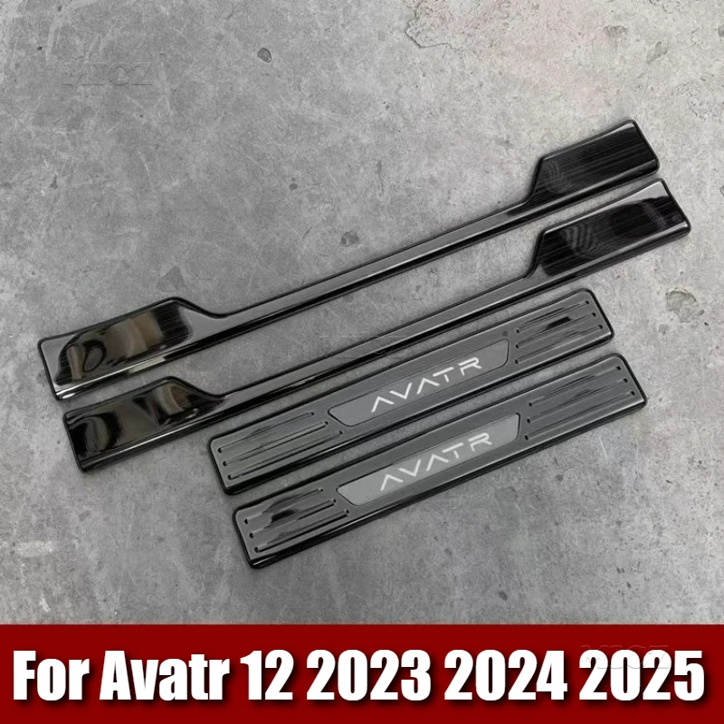 

For Avatr 12 2023 - 2025 Stainless Steel Car Accessories Car Door Sill Protector Trim Scuff Pedal Threshold Cover 8PCS