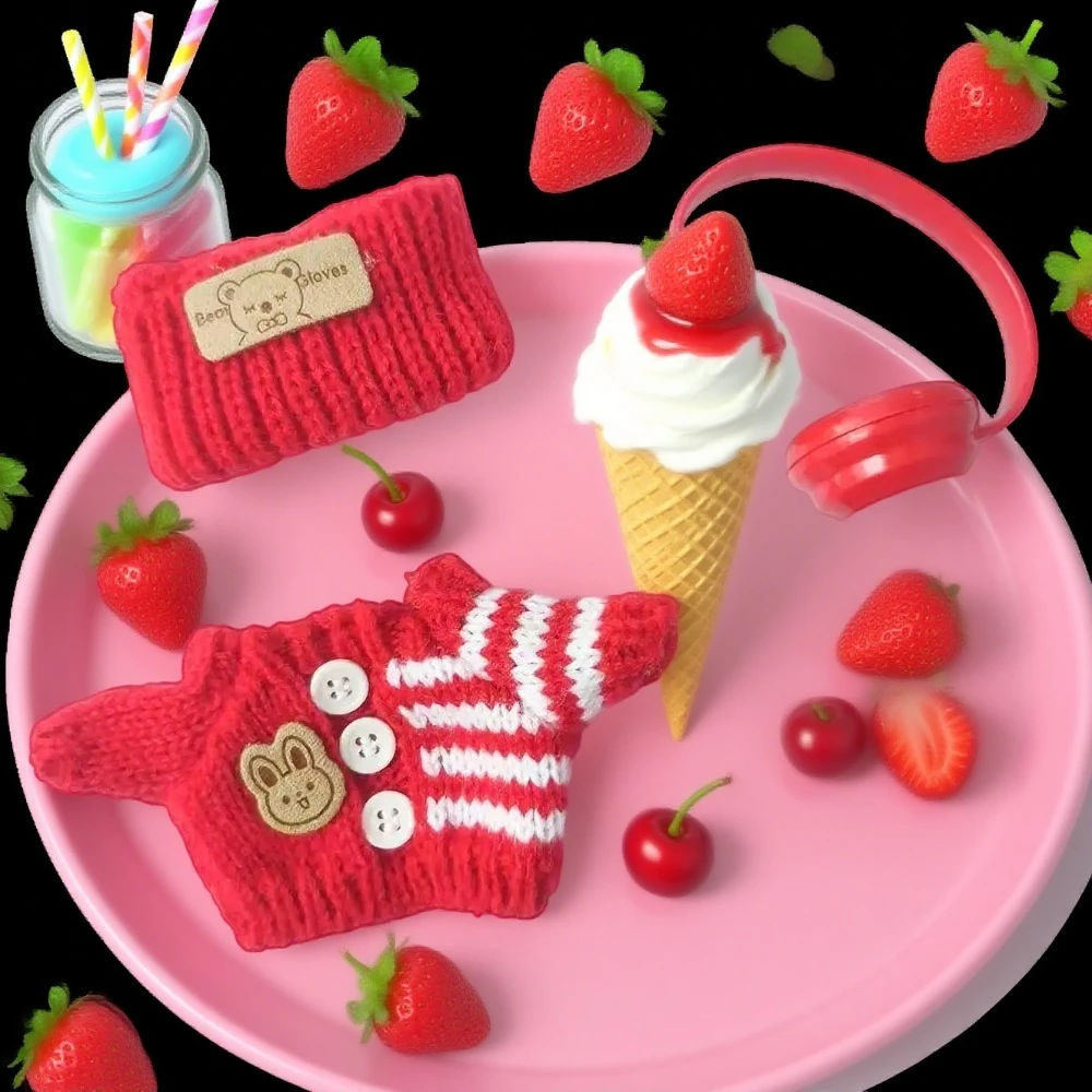 

Для Labubu V1 V2 Idol, милая кукольная одежда, модный свитер, аксессуары для сидения, вечеринка, розовый, белый