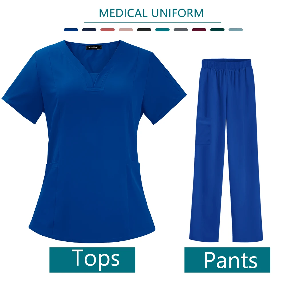 Women Scrubs Sets Slim Fit Medical Uniform Surgical Gowns Nurse Accessories Pet Shop Dental Clinic Pharmacy Workwear Clothes