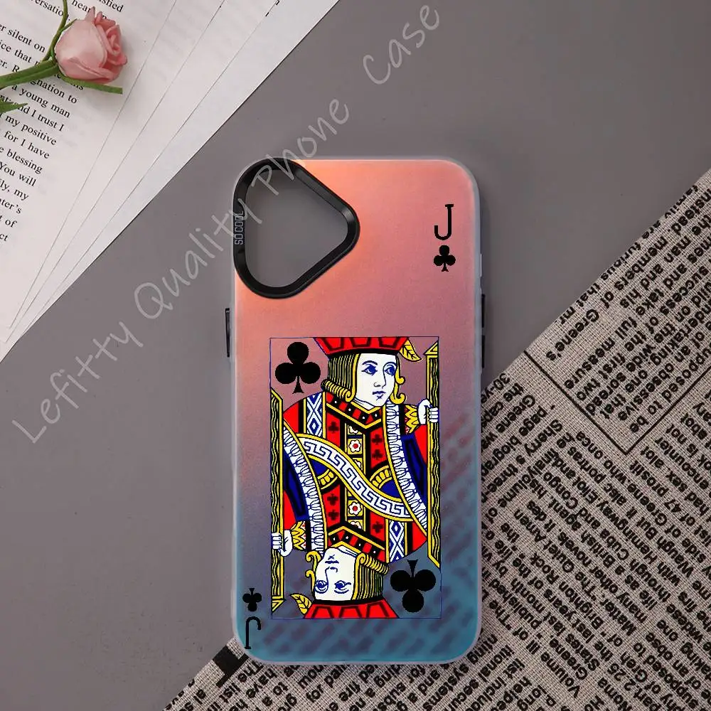 

Poker Cards J Number Fishion Phone Case For IPhone 16 15 14 13 12 11 Pro Max Matte Aurora Multicolor Laser Gradient Funda