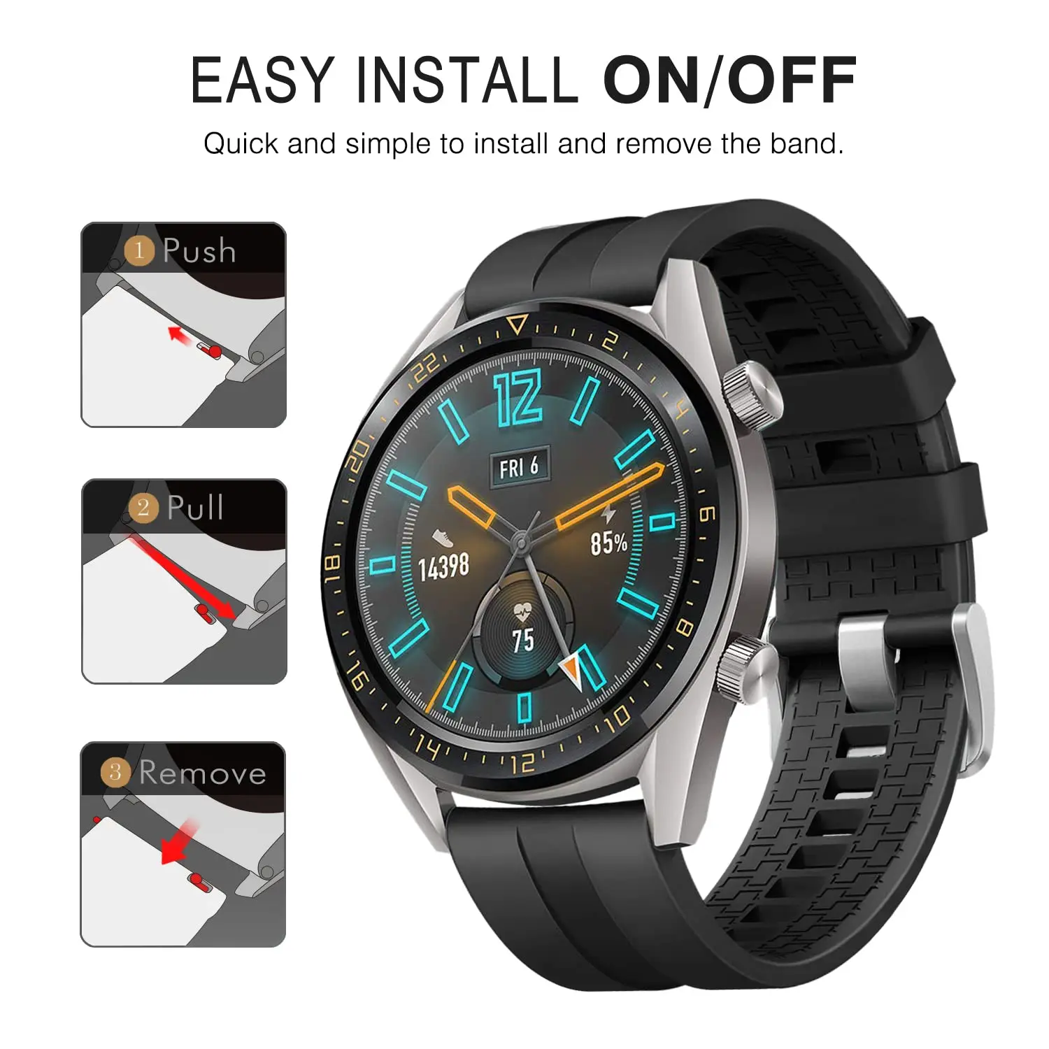 22mm Watch Gt 2 Strap For Huawei Watch gt 2/2e/3 pro 46MM Strap Silicone Wrist Bracelet correa Samsung Galaxy watch 3/45mm/46mm