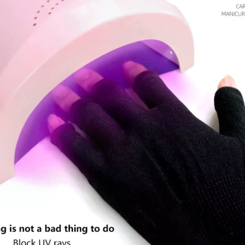 1 Pair Anti UV Black Thin Nail Gloves Anti Black UV Gel Shield Glove Fingerless Manicure Nail Art Tools LED Lamp Nails Dryer