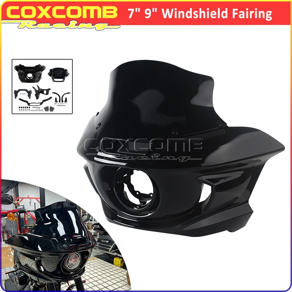 

Обтекатель фар мотоцикла 7 "9" крышка ветрового стекла для Harley Standard FXST Low Rider S FXLRS FXLR скрытый кронштейн обтекателей