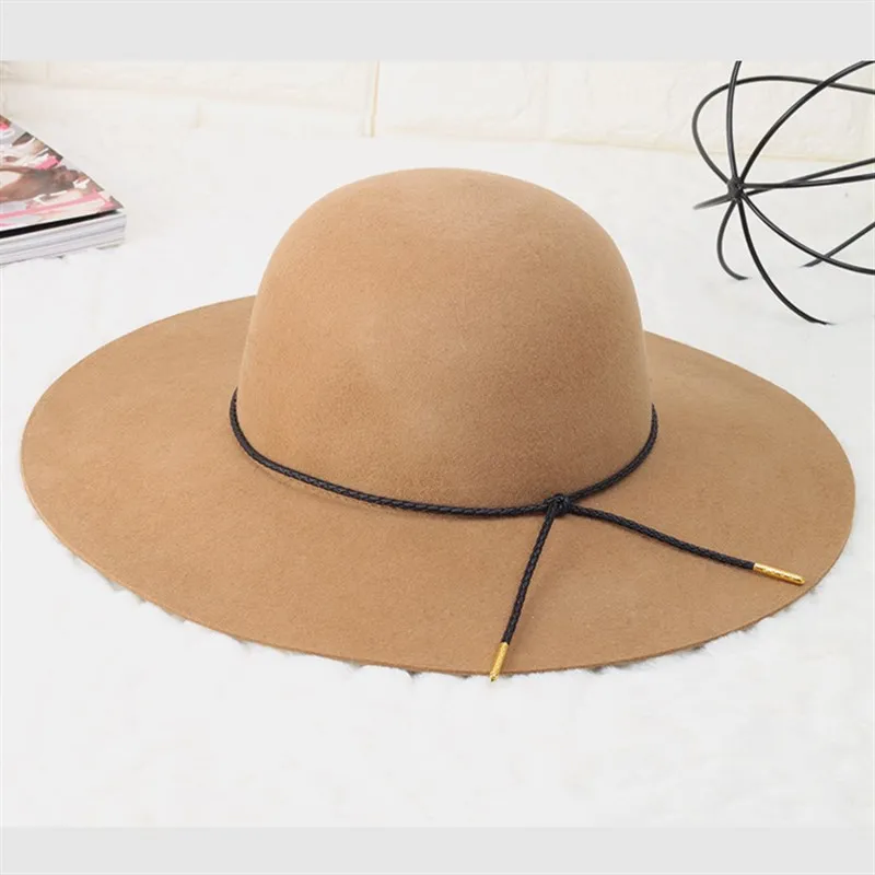 

Women's Fashionable Simple British Style Woolen Hat Autumn Winter New Arrival Large Brim Cap Wool Shape Hat Gift Hat