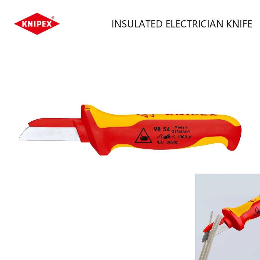 Нож электрика KNIPEX 9854 с изоляцией, 1000 В, VDE, нож для зачистки кабеля