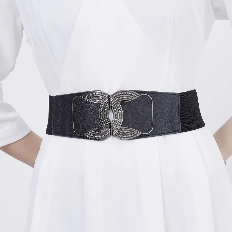 Cintura in vita Big C Cintura da donna ampia elastica decorativa Cintura semplice nera per modellare il corpo