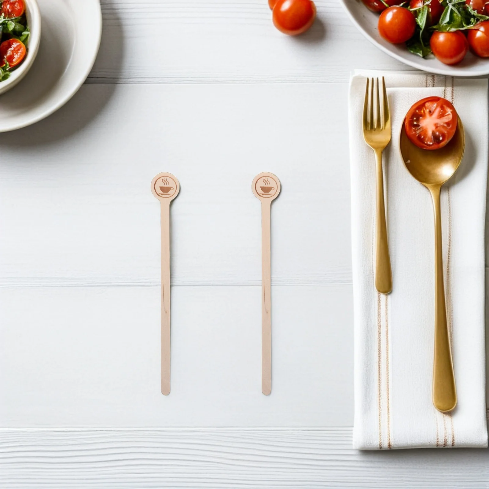 

100Pcs Wooden Coffee Stir Sticks Round End Reusable Drink Mixers Hot Chocolate Cocoa Espresso Cocktail Stirrers