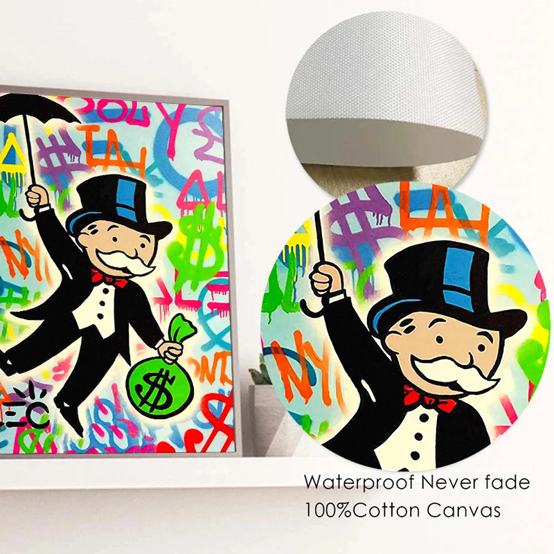 Fashion Alec Monopoly Millionaire Money Canvas Painting Modern Street Graffiti Wall Poster Prints Room Gifts Home Pictures Decor - view 6