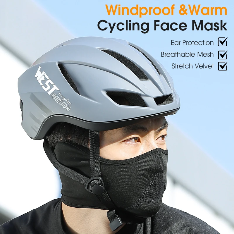 WEST BIKING SKI Cycling Mask Cold-Proof Hiking Ice Fishing Scarf Fleece Ear Muffs Breathable Warm Mask Thermal Sport Gear