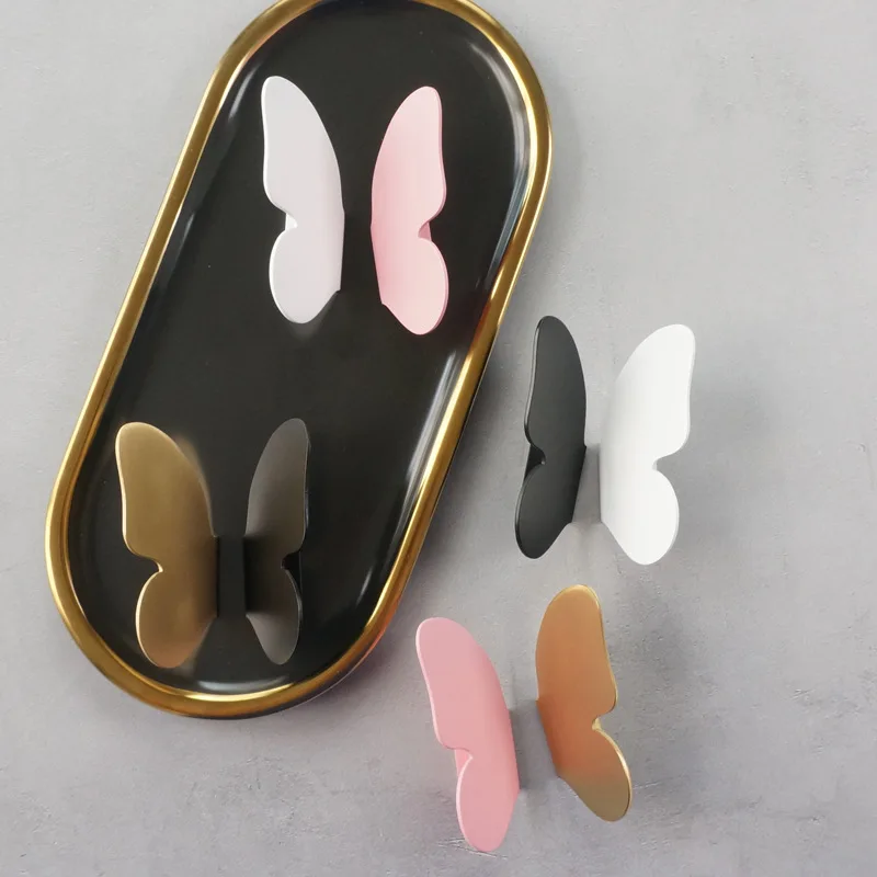 

1 Pair Nordic Brass Creative Butterfly Wing Handle Wardrobe Cabinet Door Handle Colorful Home Decoration Furniture Handles