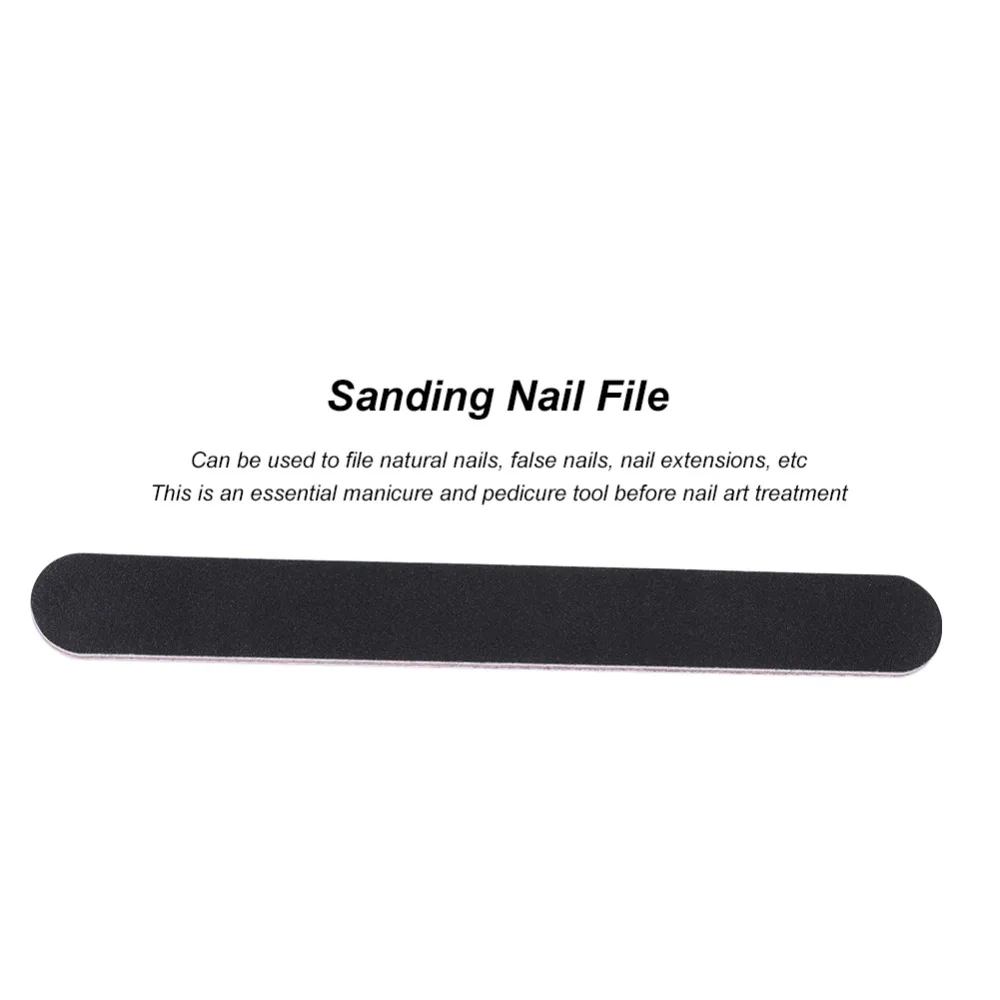 5Pcs Black Round Head Double Sided Nail File EVA, sanding paper 17.8 x 2 x 0.4cm Black Sand Nail Buffing Strip