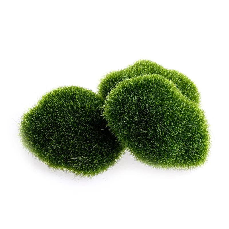 5Pcs Artificial Moss Rock Faux Green Moss Stone Fake Moss Ball Decor For Fairy Garden Floral Arrangement Craft Plant Pot Decor