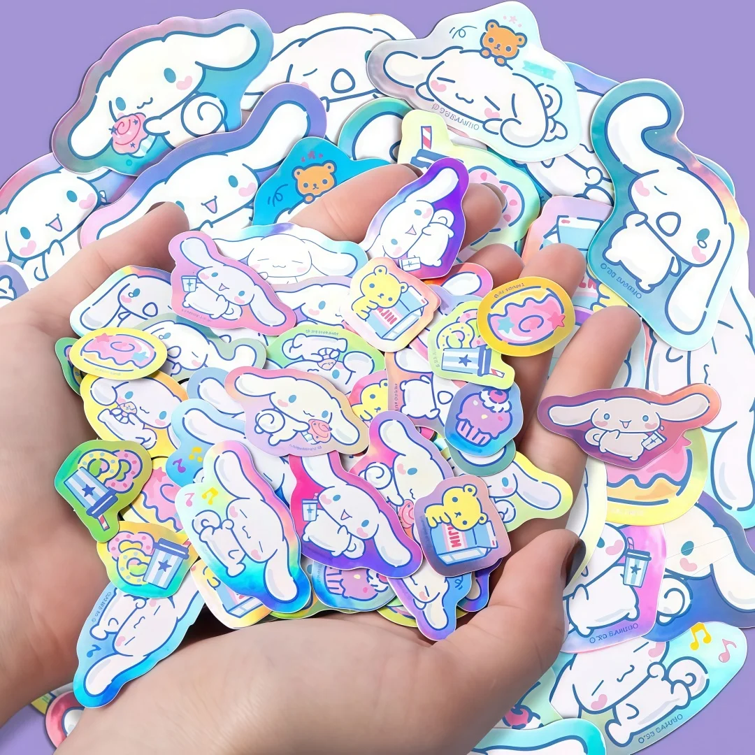 30pcs Cinnamoroll Laser Stickers Cute Cartoon Waterproof Decorative Stickers Suitable for Phone, Water Cup, Planner, Luggage Decoration
