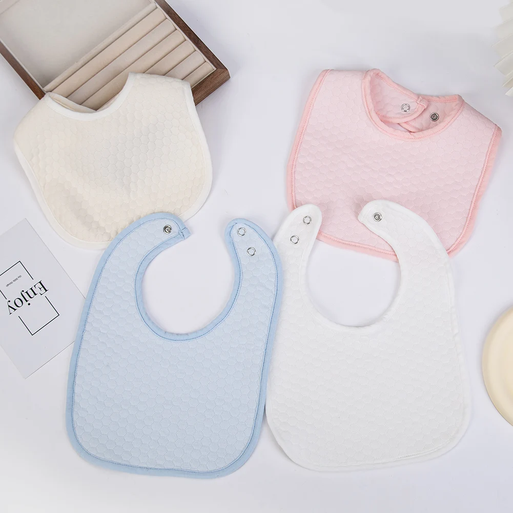 Solid Cotton Baby Bibs Korean Absorbent Saliva Towel Infant Feeding Burp Cloths Waterproof Scarf Snap for Infant Boys Girls