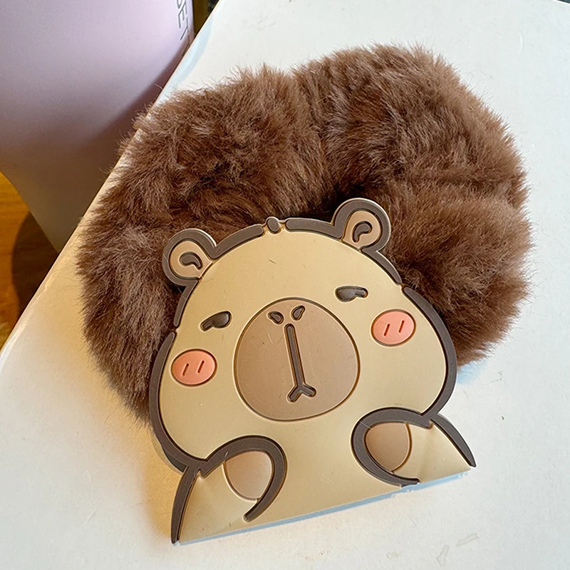 Cartoon Cute Capybara Plush Hair Rin Kawaii Animal Elastic Rubber Bands Large Intestine Hair Rope For Women Hair Accessories image 4