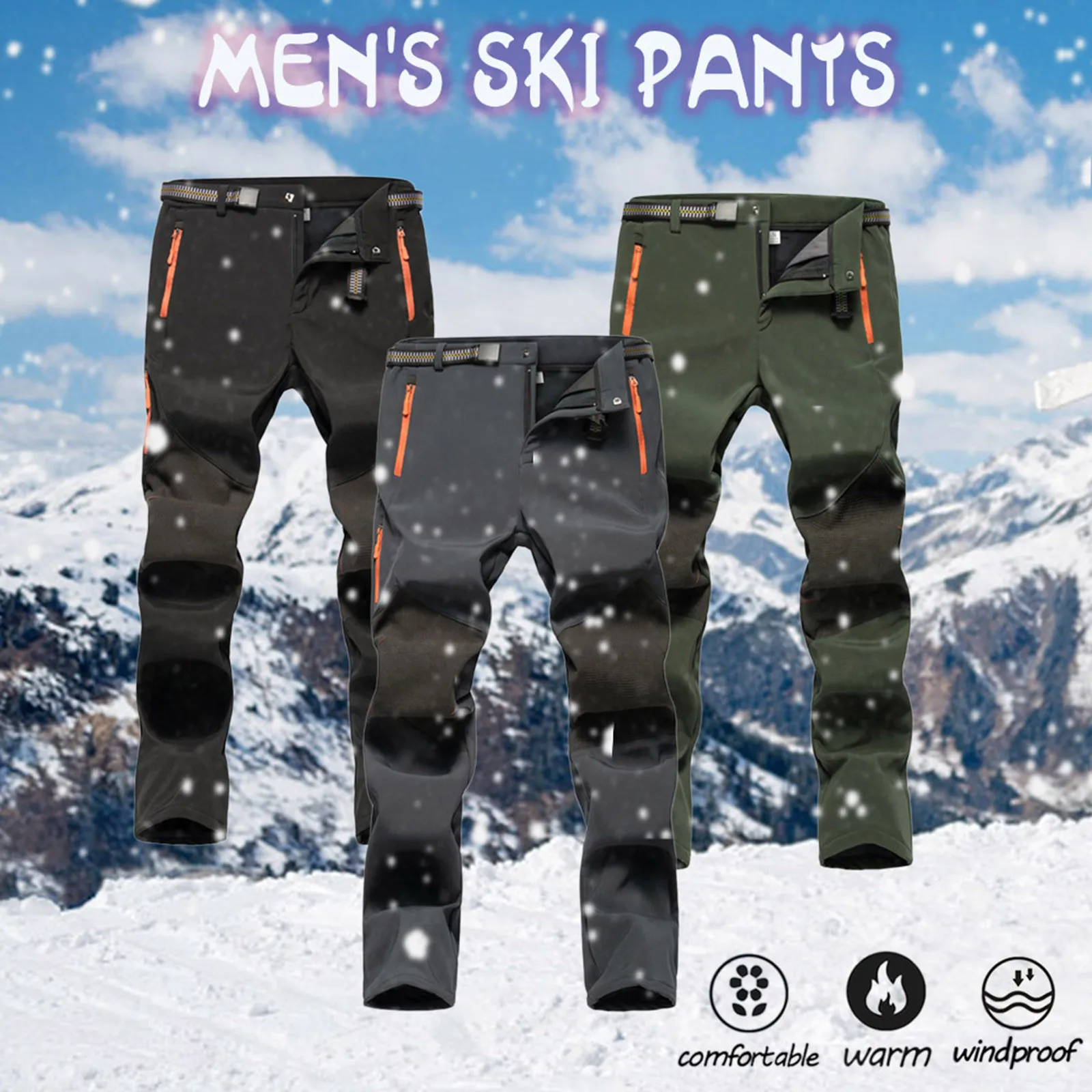 Pants Outdoor Fleece Thickened Soft Color-blocking Ski Pants Men's pants L