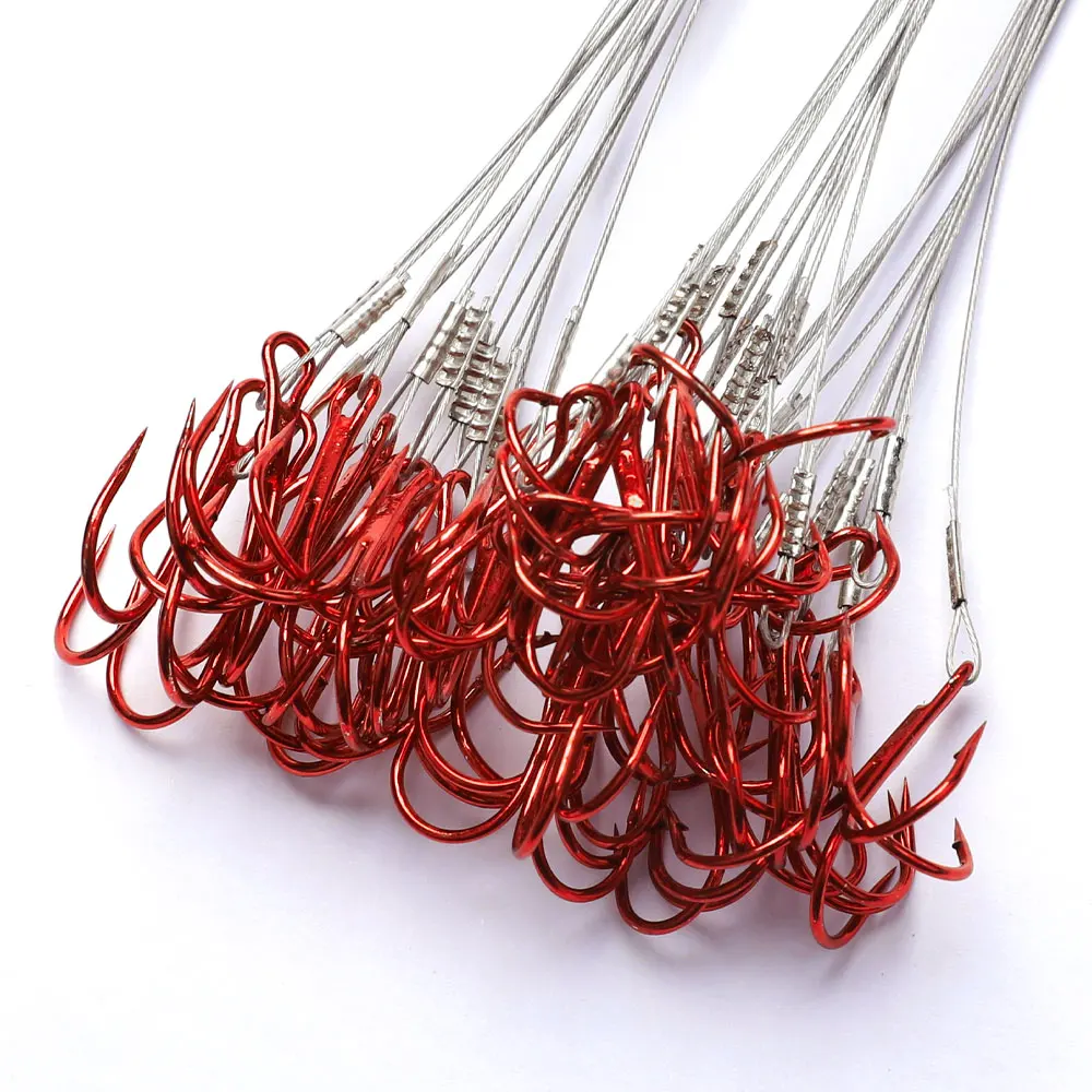 FISH KING High Carbon Steel Carp Fishing HOOK Treble Hooks With Steel Wire Rope Red Fishhook for Carp Bass Fishing Accessories image 6