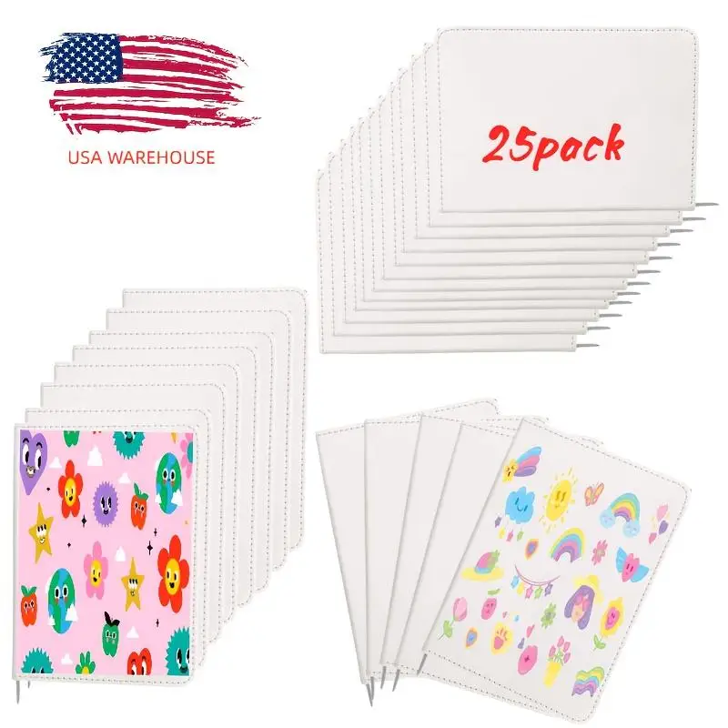 

25 шт. блокнотов формата А5 из искусственной кожи для сублимации, оптовые обложки для термопечати