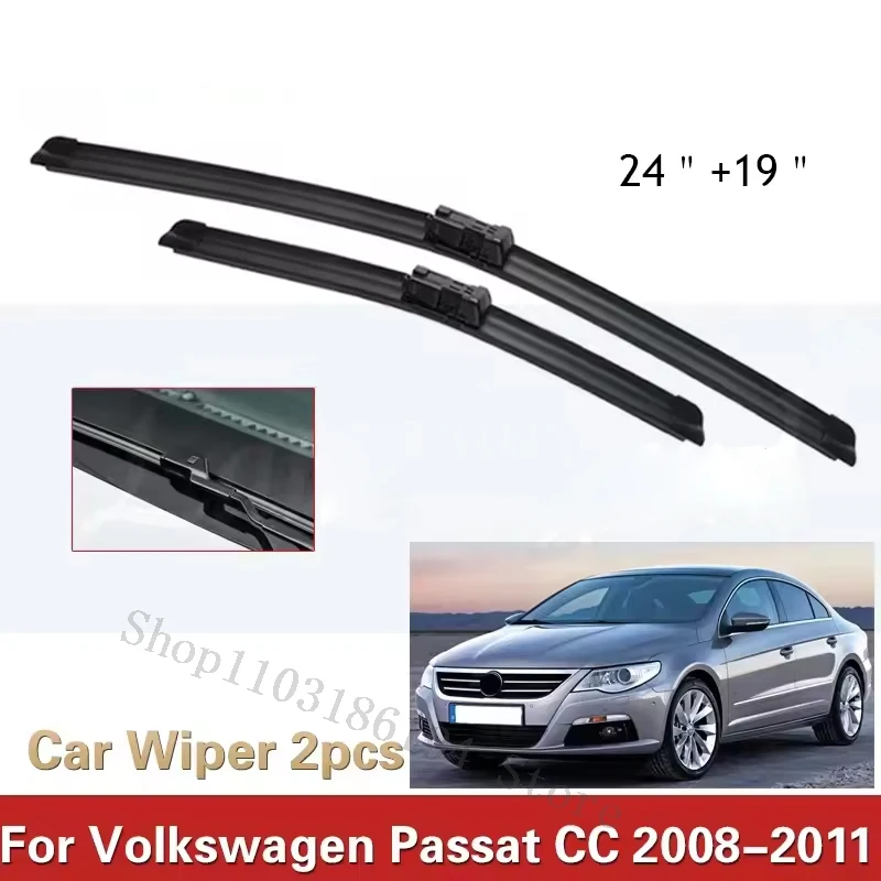 

Car Wiper LHD Front Wiper Blades For Volkswagen VW Passat CC 2008 - 2011 Windshield Windscreen Window Car Rain Brushes 24''+19''