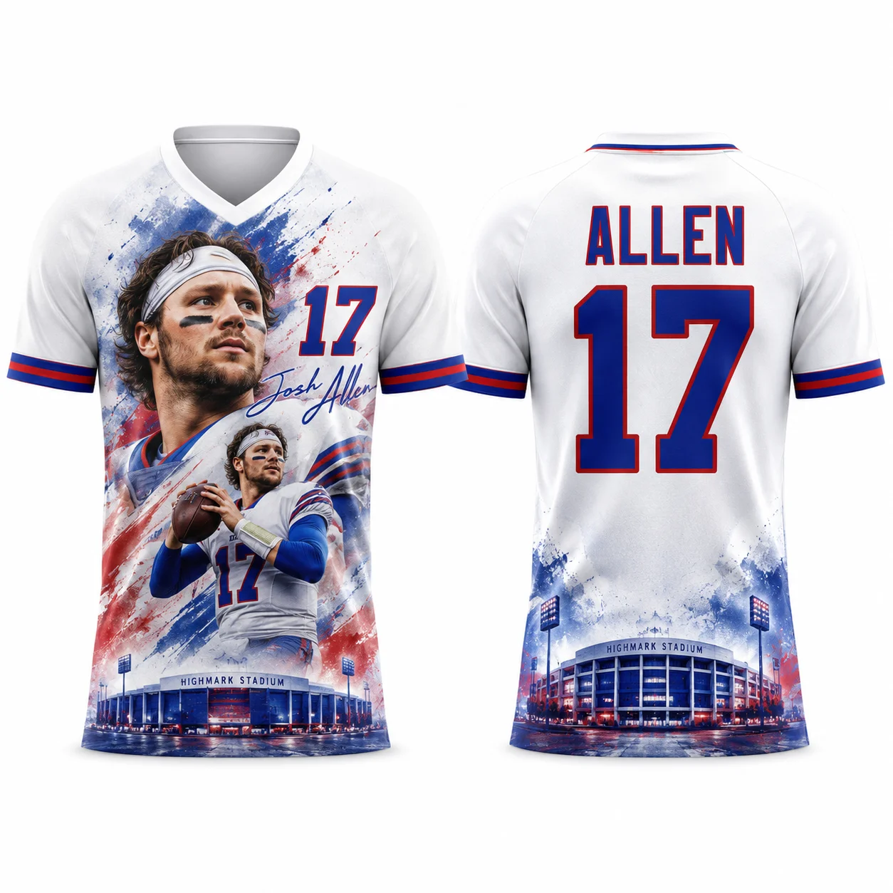 2026 Josh Allen # 17 Rugby-Trikot, American-Football-Shirt, Sommer-Sport-T-Shirt, schnell trocknend, für Herren, Kinder, Damenbekleidung ﻿ – Detail 5