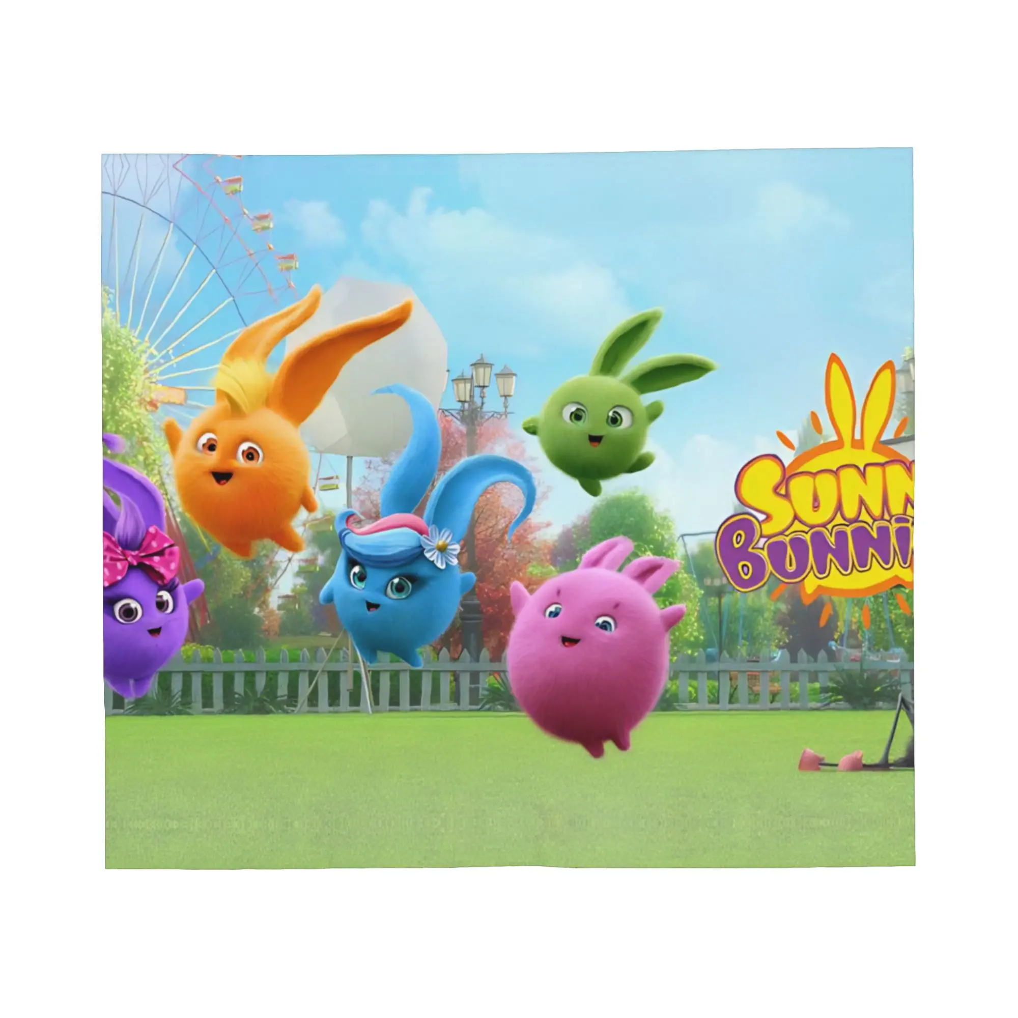 Super Soft Sunny Bunnies five colourful balls Throw Blanket Premium Flannel Fleece Lightweight  Bed Blanket Cozy Warm Blankets