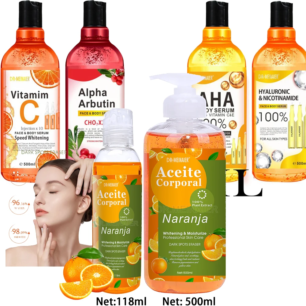 Vitamina C AHA Soro Facial Hiperativo, Spots Eraser Corrector, Creme Corporal Clareador Hidratante Clareador, 500ml