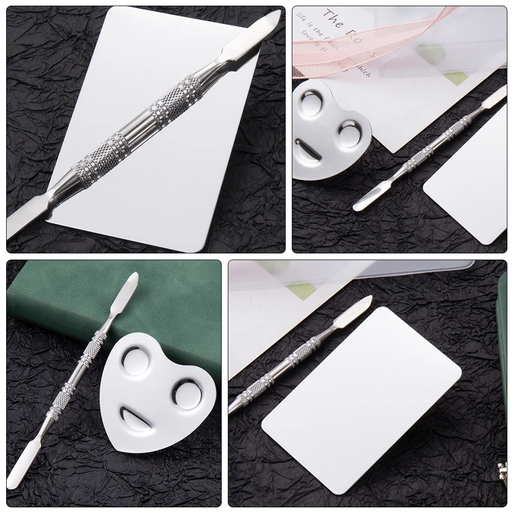 

2Sets Stainless Steel Nail Tray Diy Color Plate Ring Manicure Pallet Tool Professional Makeup Supplies Beauty Salon Use Color