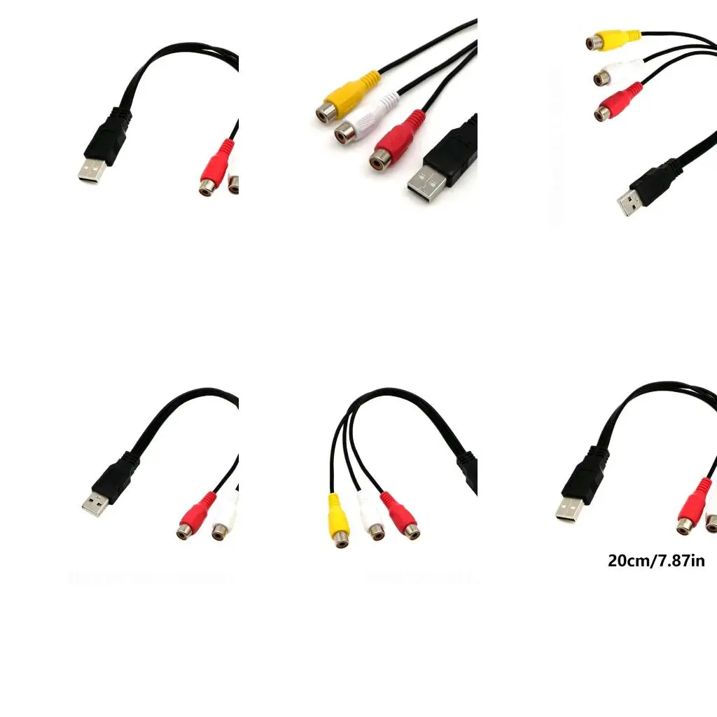 4XFC 20cm USB A Male to Tenon End Female Cable Splitter Adapter Cord USB to Tenon End Sound Video Converter Line Wire