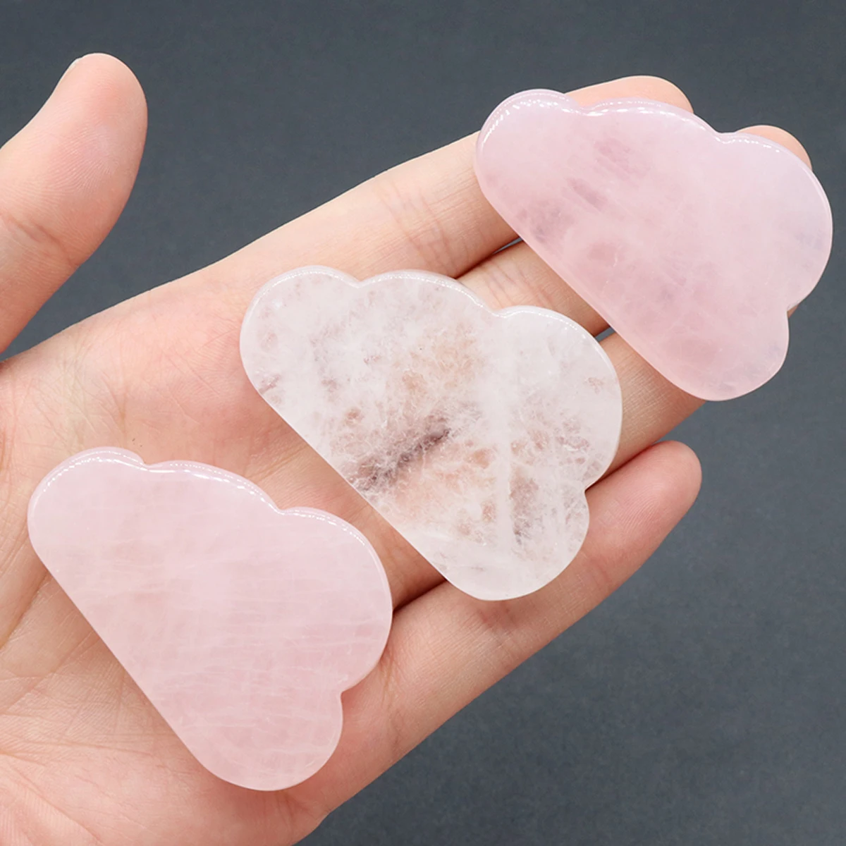 1pc Crystal Natural Stone Rose Quartz Carved Cloud Shape Mini Stone Ornaments Scraping Board Home Crafts Decorations Daily Gifts