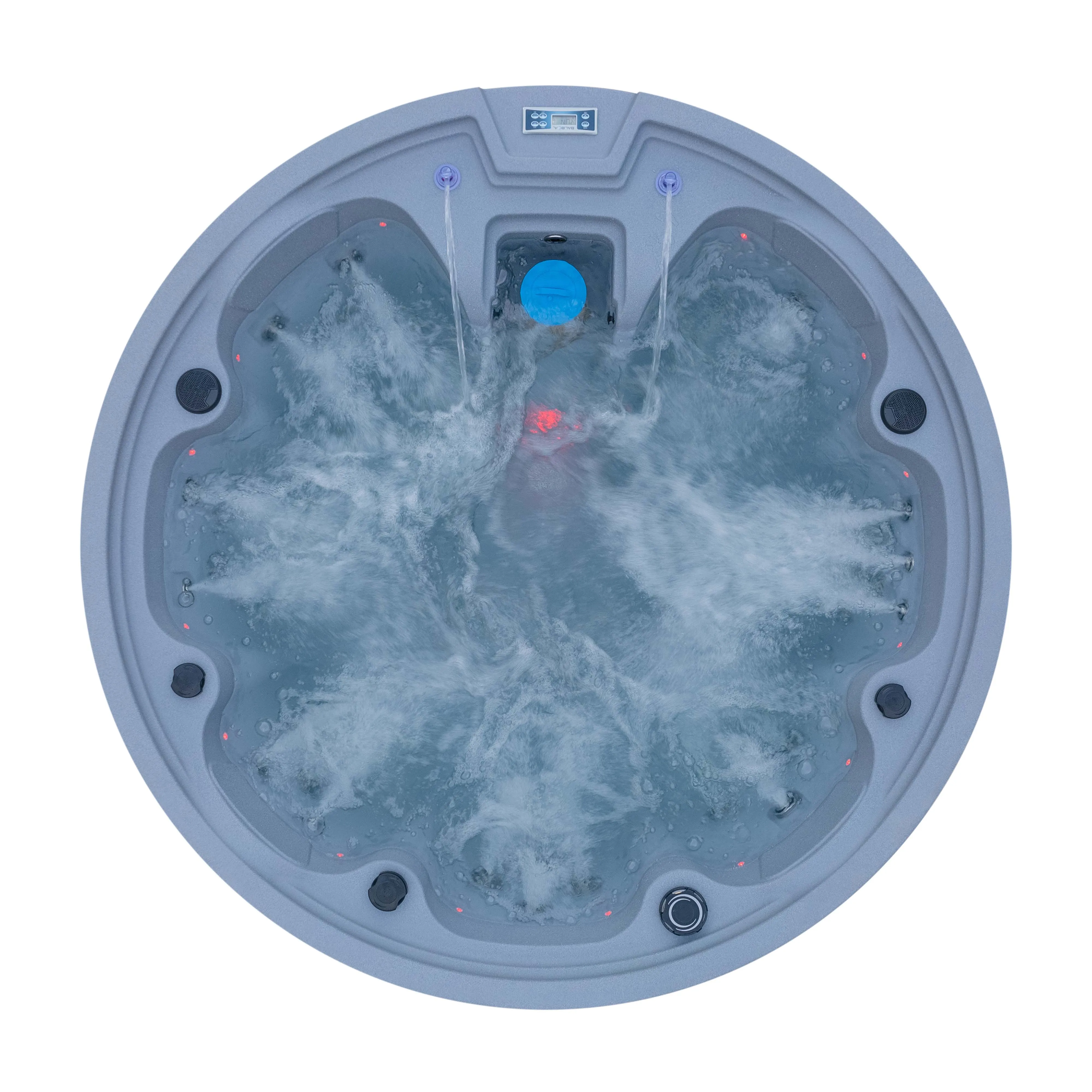 7 Person Hot Tub, Round Massage Spa, Roto Mold Outdoor Spa Tub, 2000x2000x780mm Freestanding Whirlpool, for Family Relaxation