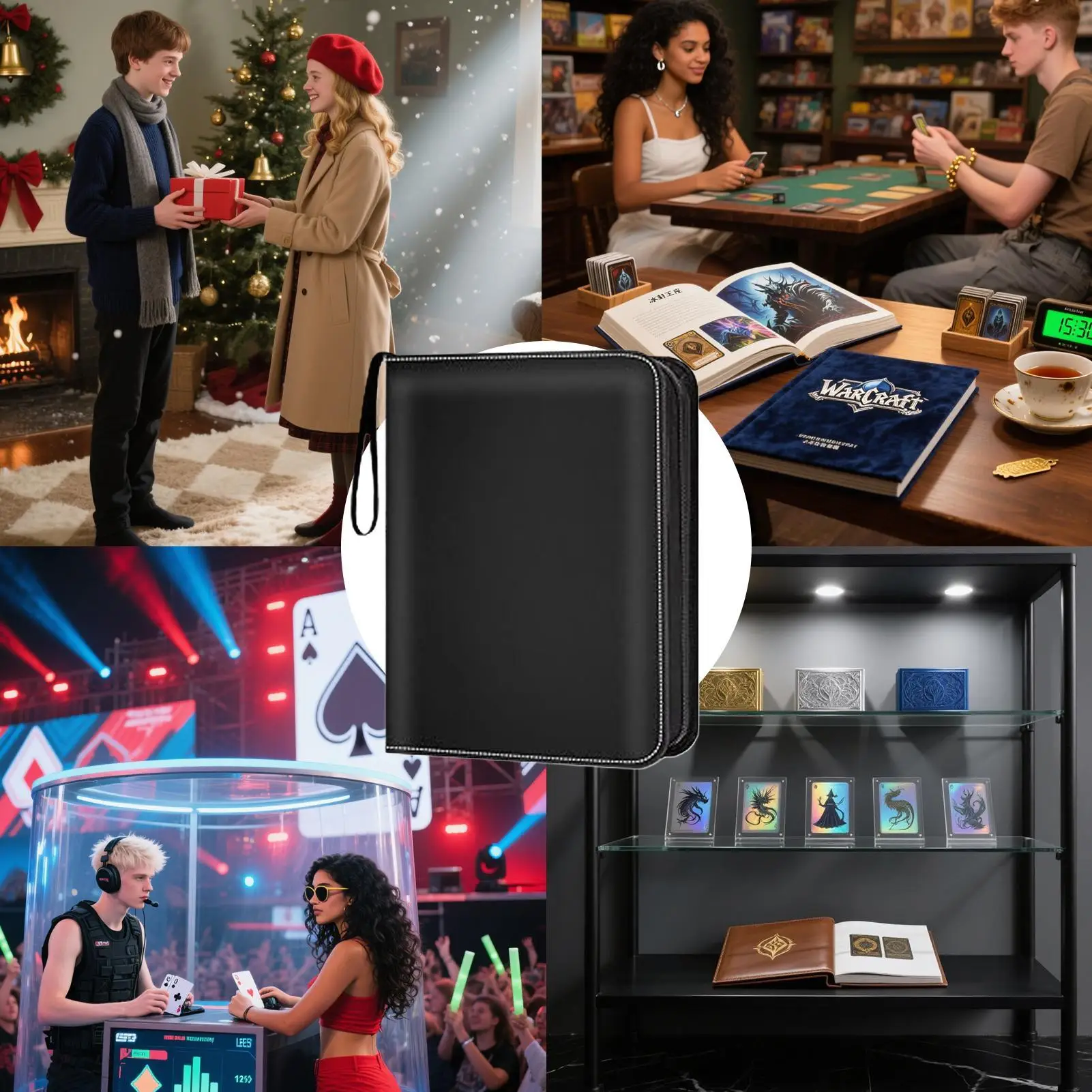 Raccoglitore per carte Raccoglitore per carte collezionabili con 50 buste rimovibili Cerniera Portafoto da collezione Organizzatore per calcio