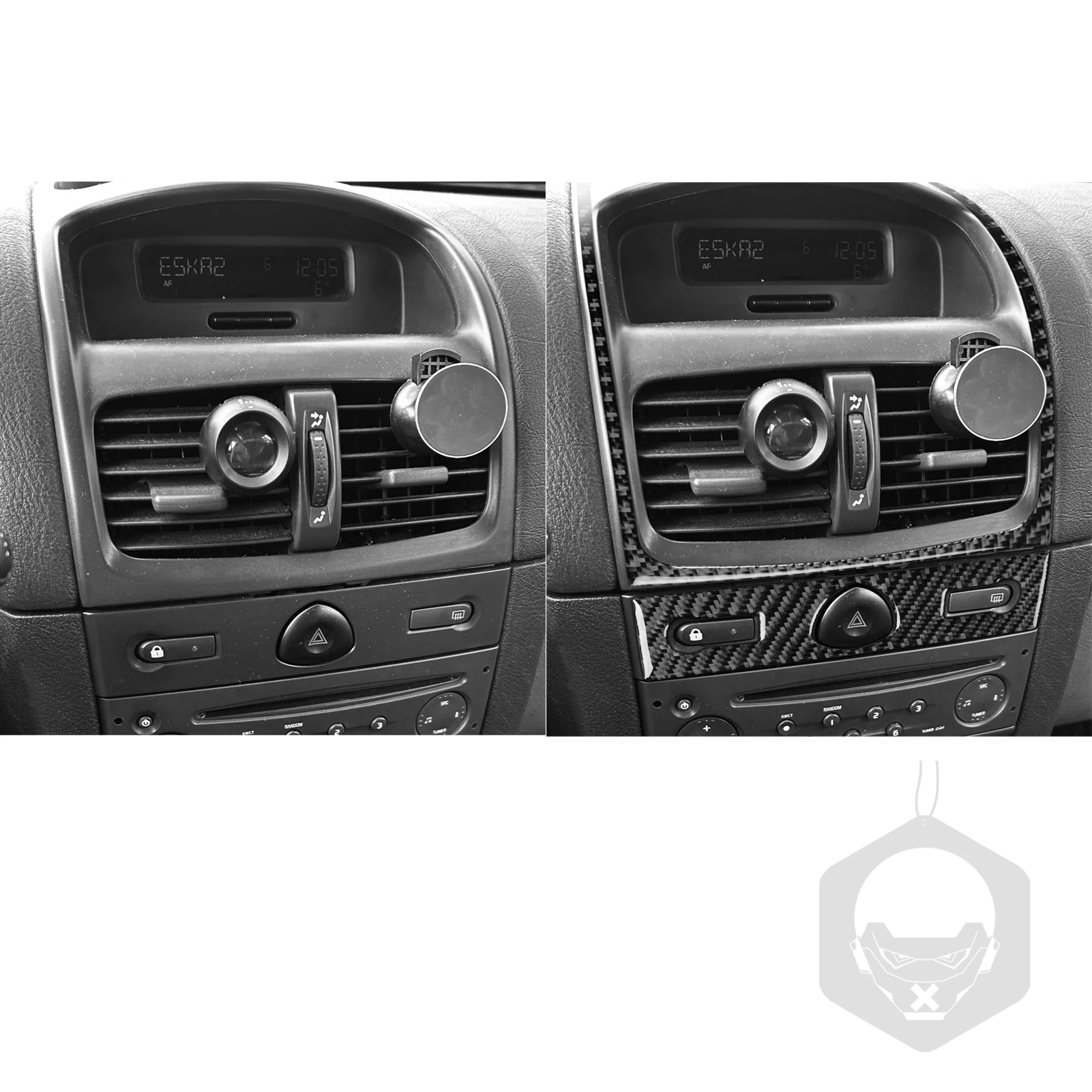 For Renault Clio 2002-2005 Real Carbon Fiber Stickers Central air vent warning light panel Car Accessories Interior decorative