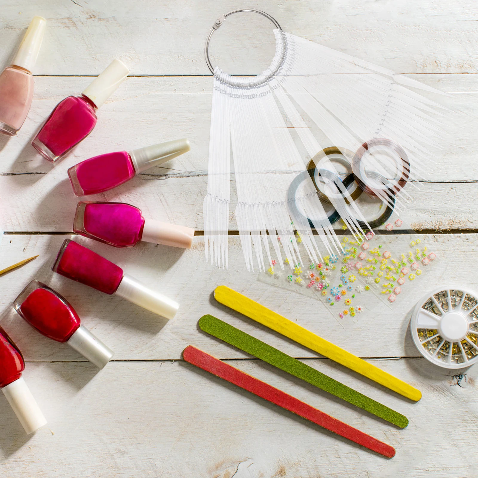 

100 Pcs Color Card Nail Polish Display Board Tips Art Supplies Gel Sticks Sample Chart Tool Pointy