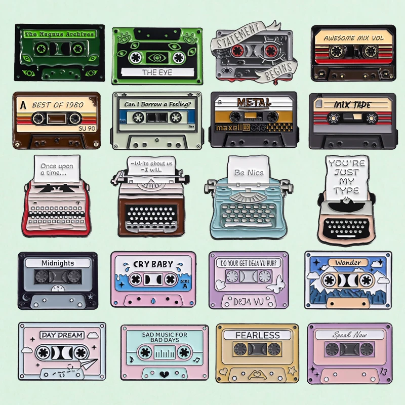 80er Jahre Retro Tape Radio Emaille Pins Vintage Cartoon Recorder Broschen Party Rucksack Kleidung Zubehör Kragen Revers Abzeichen Geschenk