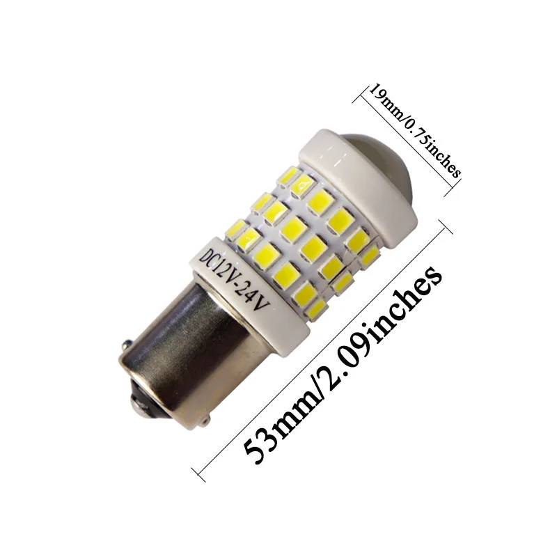 10X Auto 12V - 24V Ceramic 1156 Ba15s P21w 51 SMD 2835 0.36A 1157 BAY15D 7440 7443 Brake Lights Reverse Lamp DRL Car Tail Bulb