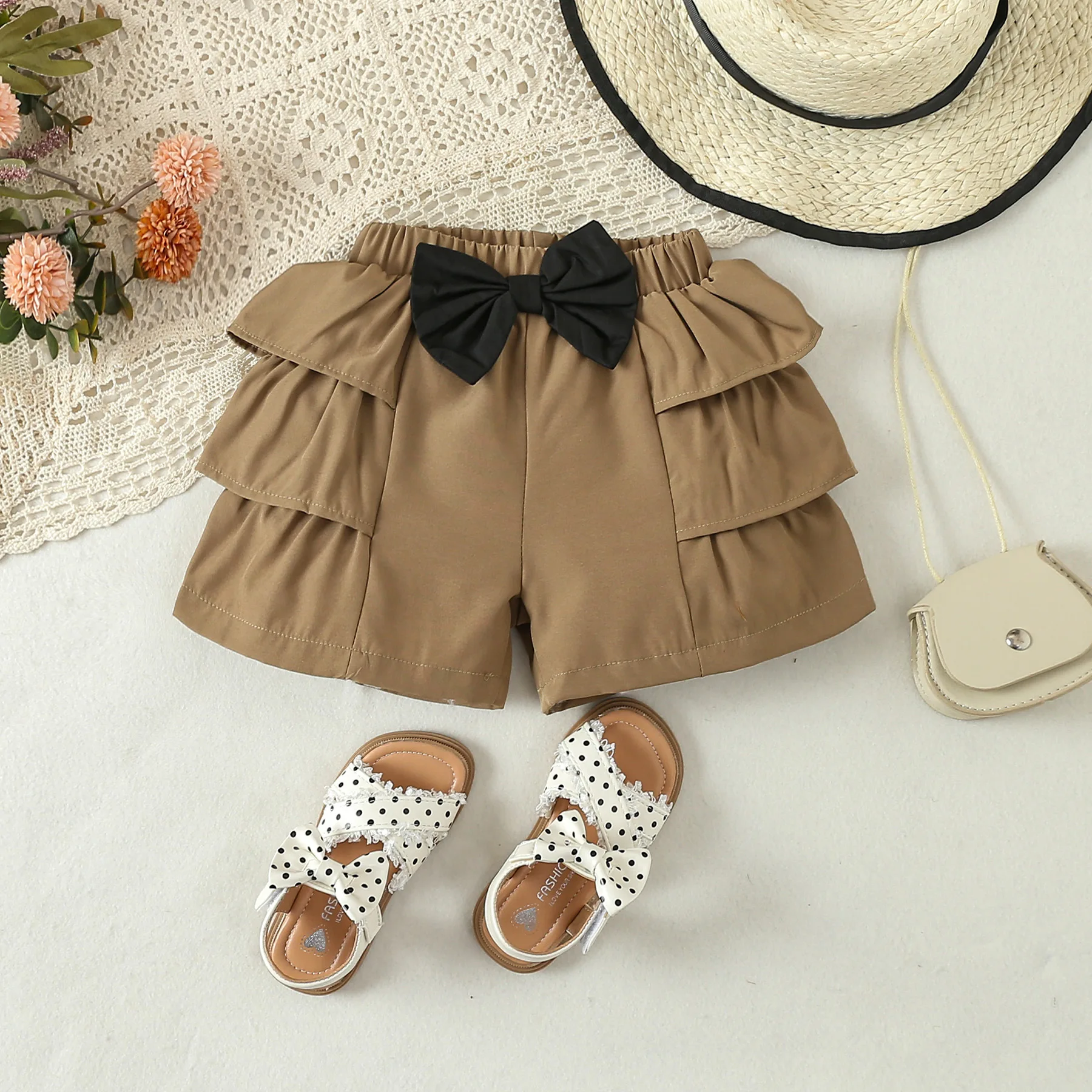 2Piece Sets Summer Luxury Girls Clothing Korean Fashion Dot Sleeveless Baby Tops+Cute Bow Shorts Kids Boutique Clothes BC2187