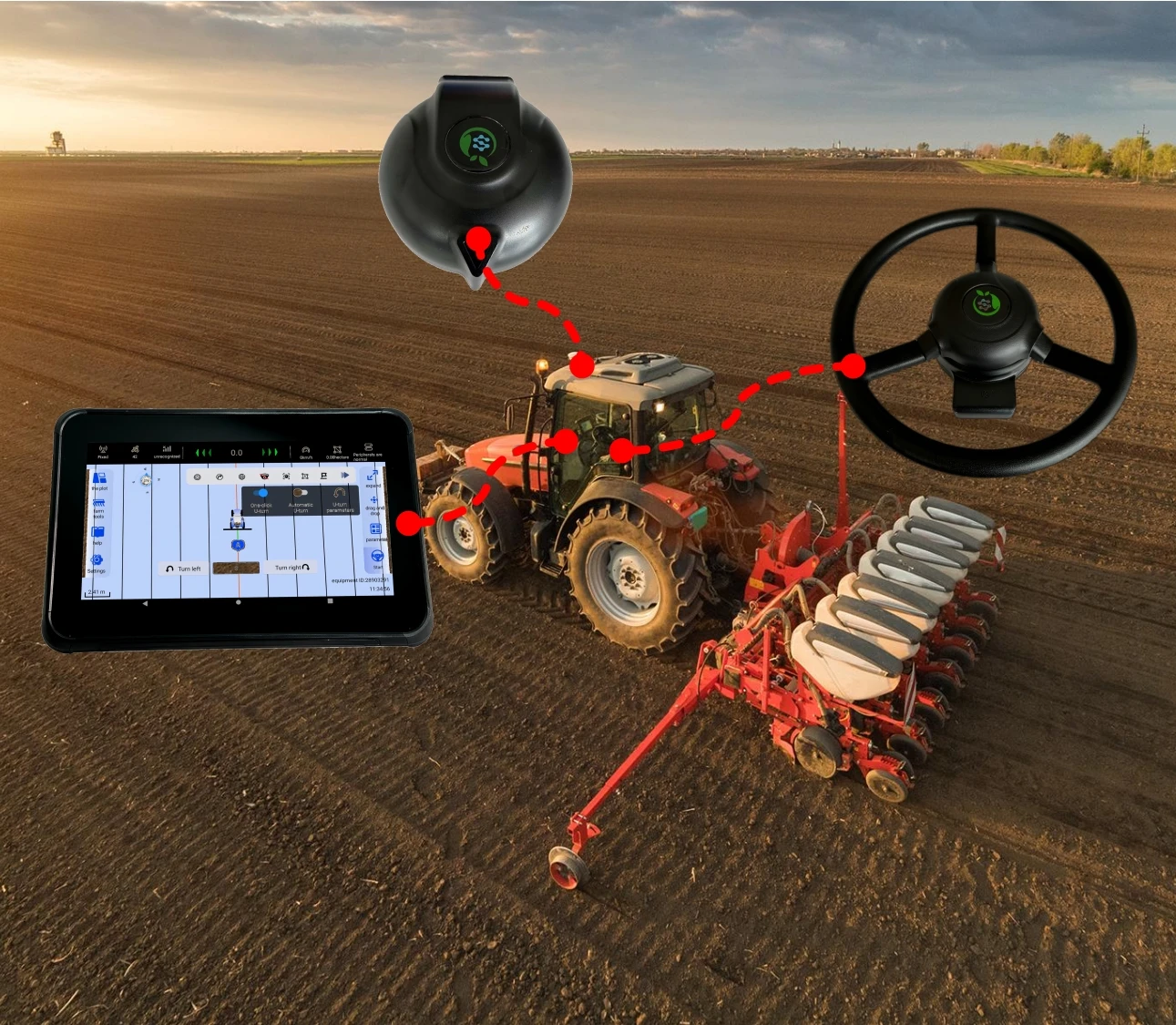 Agricultural Tractor GPS Navigation Guidance and Steering GNSS RTK Farm Use Equipment